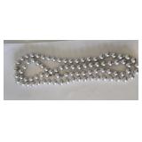 Vintage Silver Tone  30" String of Pearls double