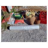 Garden soil, plastic wrap, garden decor, etc