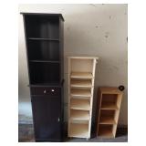 Trio of shelving units