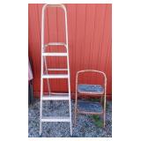 4 rung step ladder and 2 step stool