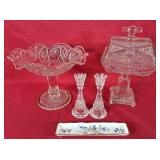 Vintage Imperial Glass Fruit Bowl, Candle Sticks,