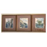 Trio of Framed Watercolour Paintings - 15"x17"