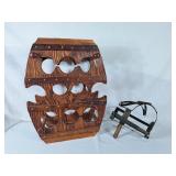 Wood Barrel Shaped Wine Bottle Holder (21"H) &