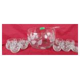 Beautiful Etched Glass Punch Bowl(11.5"W) with