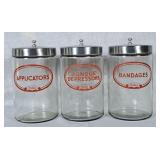 Vintage Glass Medical Jars w/Metal Lids