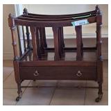 Vintage Brandt Rolling Wood Magazine Rack -