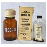Vintage Alcohol Bottle & Wonder Oil Bottle