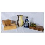 German Vase, Amish Woman Flower Holder, & Wood