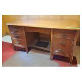 Large Vintage Oak Desk - 60"Wx34"Dx31"H