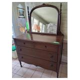 Vintage Dresser & Mirror - 42"Wx21"Dx65"H