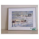 Rural Winter Watercolour - 21"Wx16.5"H