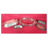 Vintage Pyrex Serving Platter, Silver Plate