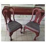 Long Hall Table & Two Padded Chairs -