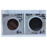 1854 Bank of Upper Canada Half Penny and Penny