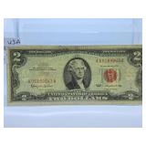 1963 U.S.A. Two Dollar Bill with Red Seal