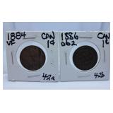 1884 and 1886 Canada Large Pennies