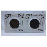 Very Fine 1886 and 1887 Canada Large Pennies