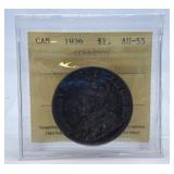 ICCS Graded About Uncirculated 1936 Canada One