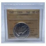 ICCS Graded Mint State 1959 Canada 50 Cent Piece