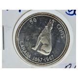 Uncirculated 1967 Canada 50 Cent Piece with Cameo