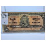 1937 Canada Two Dollar Bill with Vibrant Color
