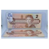 Uncirculated Two in a Row 1986 Canada Two Dollar