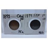 1893 and 1899 Very Fine Canada Big Pennies