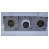 1899, 1903 and 1910 Canada Quarters
