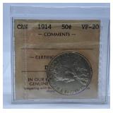 ICCS Graded Very Fine 1914 Canada 50 Cent Piece