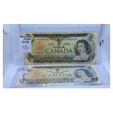 Two 1973 Canada One Dollar Replacement Notes