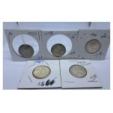 1937, 1938, 1966, 1967 and 1968 Canada Quarters