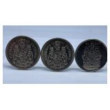 1969, 1971 and 2002 Canada 50 Cent Pieces