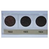 1922, 1923 and 1924 Canada Nickels