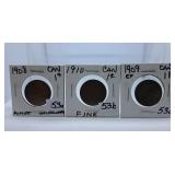 1908, 1910 and Extremely Fine 1909 Canada Big