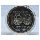 1974 Canada "Winnipeg 100" One Dollar Coin