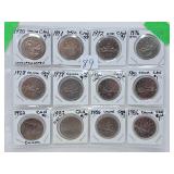 12 Uncirculated Canada One Dollar Coins