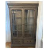 Light up wooden hutch with glass shelves