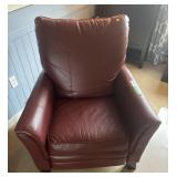 Red leather reclining reading chair