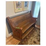 Rustic solid wood church pew