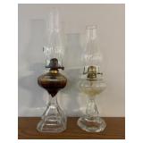 2 glass based oil lamps tallest 22in