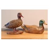 Pair of Signed Painted Wood Ducks