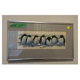Framed Needle point diorama of penguins
