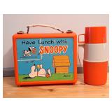 Vintage Plastic Snoopy Lunch Box & Thermos