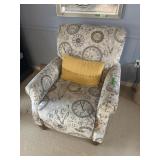 Reclining chair with clock and pocket watch