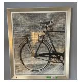 2 framed prints of bicycles, each print is half