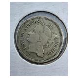 Rarer 1868 U.S.A. Three Cent Coin