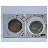 1947 and 1961 Canada 50 Cent Pieces