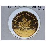 .9999 Fine Gold 1 Gram Canadian Coin. Rare Find.