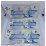 Uncirculated Three in a Row 1986 Canada Five