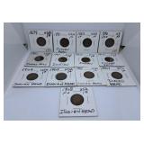 Thirteen U.S.A. Indian Head Pennies